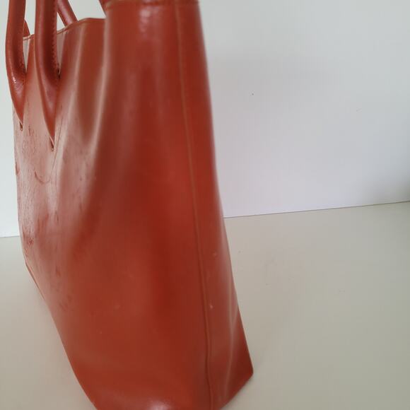 Furla Red Large Tote Purse Bag Handbag Geniue Leather Italian Fair - Picture 3 of 14